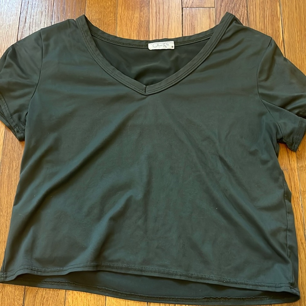 olive green crop top